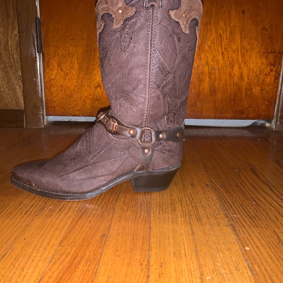 Brown cowboy boots with rose gold accents - Picture 3 of 8